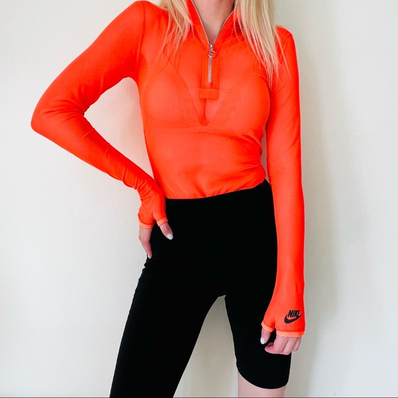 New Nike Icon Clash Sheer Mesh Hyper Crimson Bodysuit - Picture 1 of 5